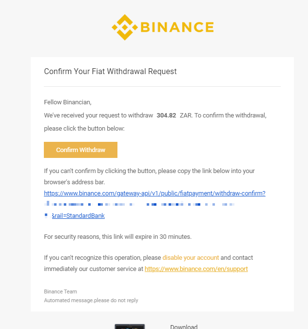 binance withdrawal to bank fee