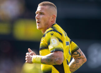 Watford FC Sport Dogecoin Logo In Premiership Kit